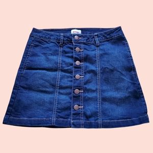 Button Front Denim Mini Skirt. Size 4